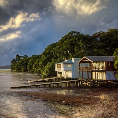 Beach house with docks