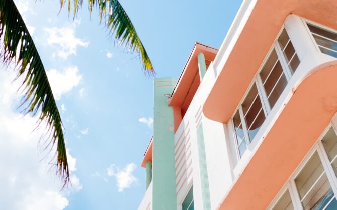 Looking up at beach house during sunny day